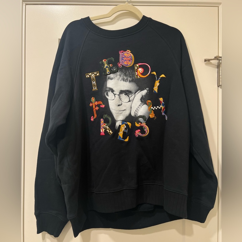 Elton John x Teddy Fresh Collab Embroidered Pull Over Crewneck Sweatshirt Size L